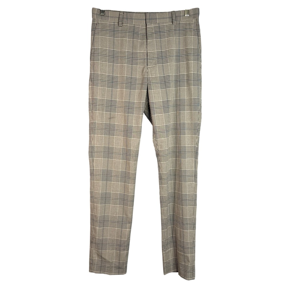 H&M Plaid Pants Business Casual Womens‎ 29 x 29 Pockets Grey Black Modern Slim